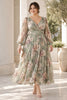 Mélisande Plus Size Green Floral Wedding Guest Midi Dress