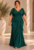 Valérie Plus Size Emerald Green V Neck Evening Dress