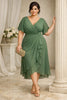 Veloria Plus Size Wedding Guest Midi Dress – Grecian Wrap Draping