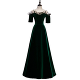 Plus Size Green Off Shoulder Evening Dress