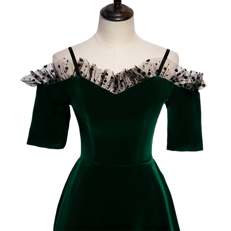 Plus Size Green Off Shoulder Evening Dress