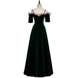 Plus Size Green Off Shoulder Evening Dress