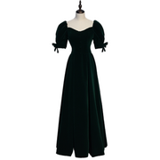 Plus Size Green Puff Sleeve Vintage Evening Dress