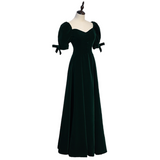 Plus Size Green Puff Sleeve Vintage Evening Dress