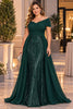 Dulcinea Plus Size Off Shoulder Sequin Evening Gown