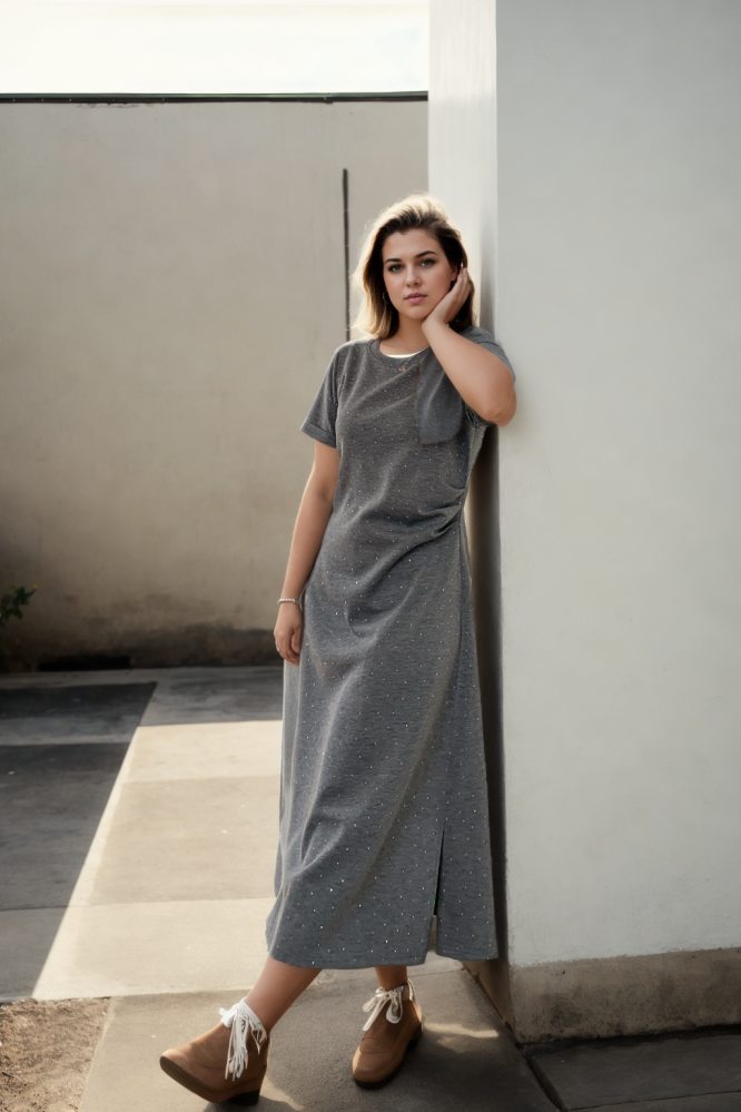 Tatum Plus Size Grey T Shirt Dress– Hello Curve