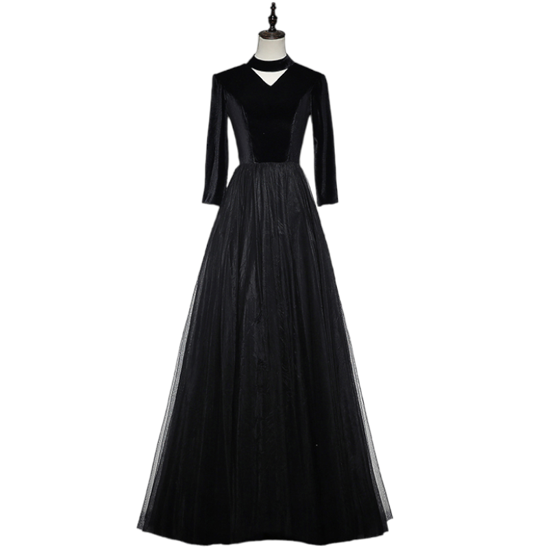 Plus Size High Neck Black Tulle Evening Dress Hello Curve