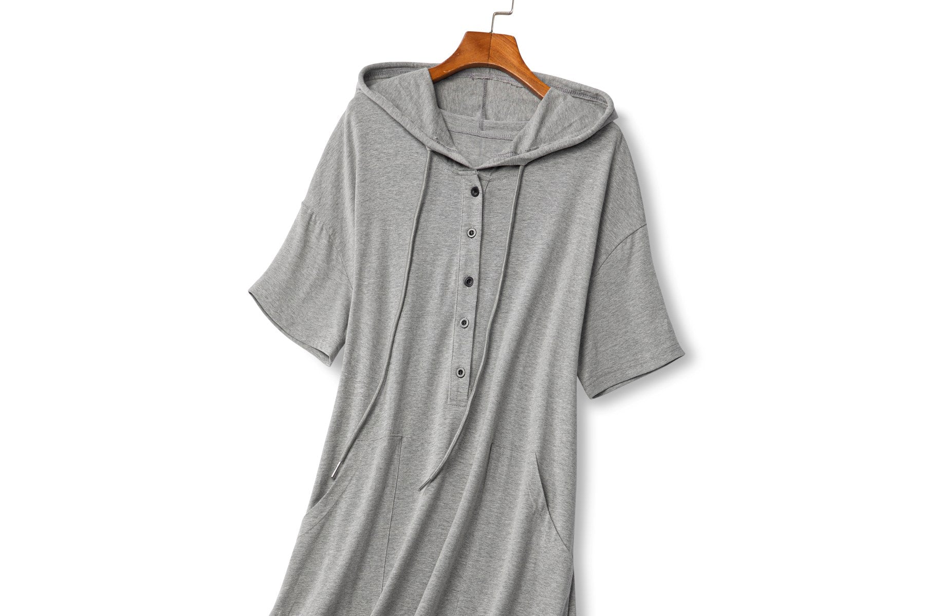 Plus Size Women Autumn Pure Color Fleece Hooded Dress main image 1