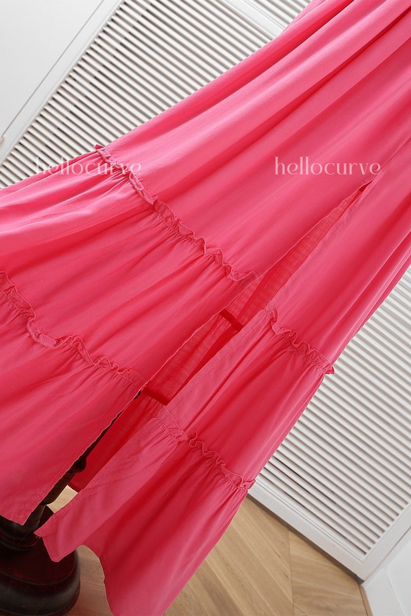 Ausha Plus Size Hot Pink Maxi Dress– Hello Curve