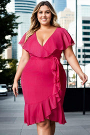 Plus Size Sexy Hot Pink Bodycon Dress