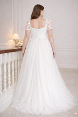 Plus Size Wedding Dress in ivory, suitable for weddings and bridal occasions - back view