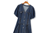 Londyn Plus Size Denim Lace Up Dress