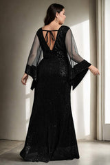 Thérèse Plus Size Long Sleeve Evening Dress