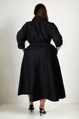 Plus Size Long Sleeve Shirt Dress - Back View