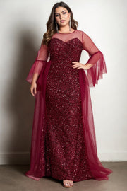 Plus Size Maroon Red Formal Dress
