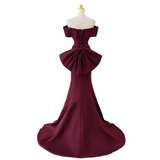 Plus Size Maroon Red Off Shoulder Gown