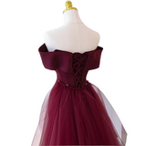 Plus Size Maroon Red Off Shoulder Gown