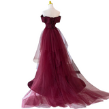 Plus Size Maroon Red Off Shoulder Gown