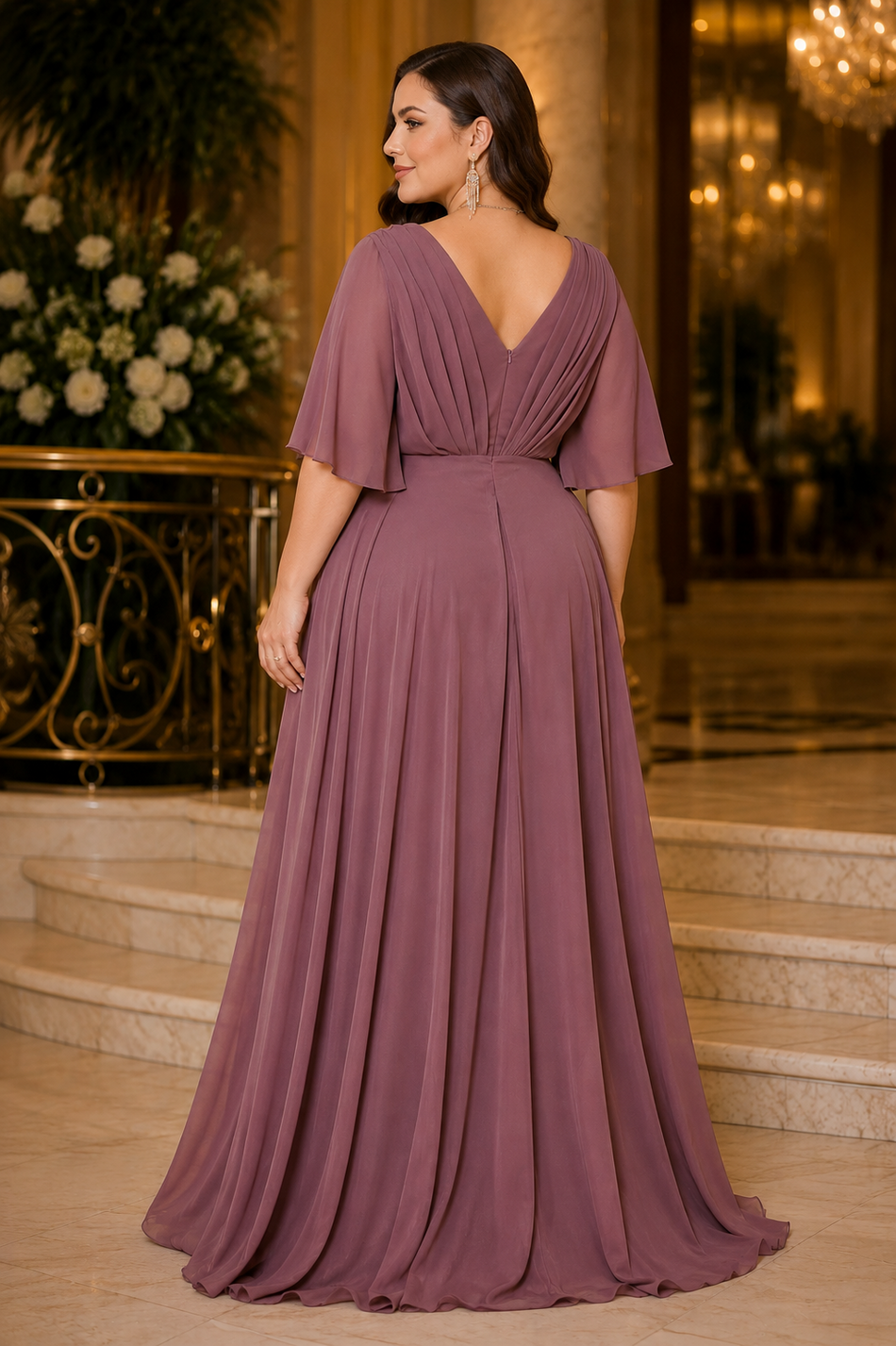 Evangeline Mauve Grecian Evening Gown