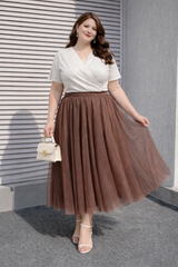 Plus Size Tulle Midi Skirt