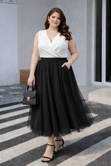 Plus Size Tulle Midi Skirt