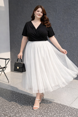 Plus Size Tulle Midi Skirt