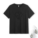 Plus Size Minimalist Flower Tee - Black