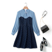 Plus Size Modern Denim Long Sleeve Cheongsam