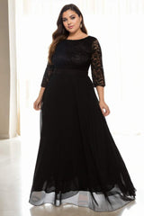 Plus Size Modest Evening Dress - Black