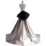 Plus Size Monochrome Ball Gown - Back View