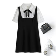 Plus Size Monochrome Pinafore Dress