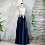 Plus Size Navy A Line Evening Dress