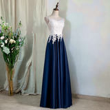 Plus Size Navy A Line Evening Dress - Side View