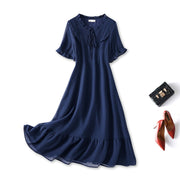 Plus Size Navy Blue Chiffon Dress