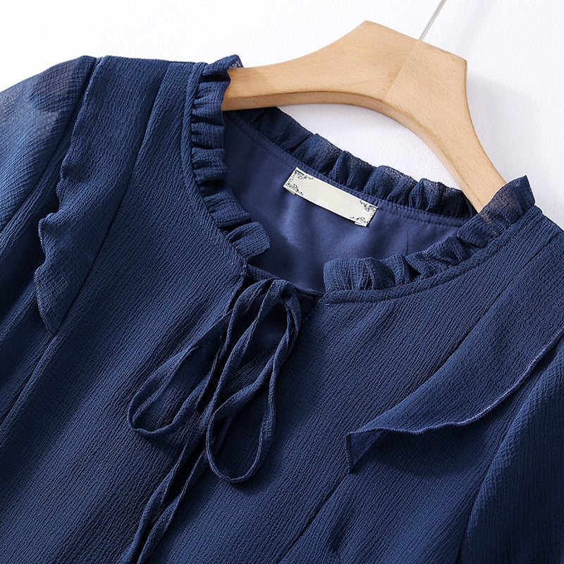 Plus Size Navy Blue Chiffon Dress– Hello Curve