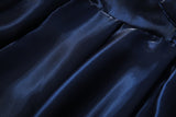 Plus Size Navy Blue Evening Dress Pleat Details