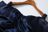 Plus Size Navy Blue Evening Dress Strap Close Up