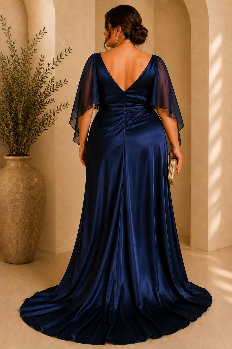 navy blue formal plus size dress Applique Waist A-Line Chiffon Maxi Crafted in size 3X to highlight curves with comfort and ease Figure Blue Plus Size Dresses -