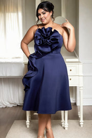 Plus Size Navy Blue Tube Cocktail Dress