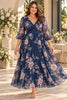 Florienne Plus Size Navy Floral Maxi Wedding Guest Dress