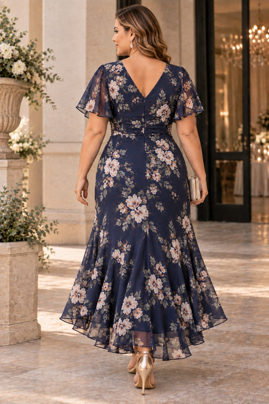 Jasmine Plus Size Knit Boho Floral V Neck Maxi Dress– Hello Curve