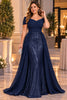 Dulcinea Plus Size Off Shoulder Sequin Evening Gown