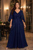 Vesper Plus Size Navy Sequin Maxi Evening Dress with Flutter Sleeves
