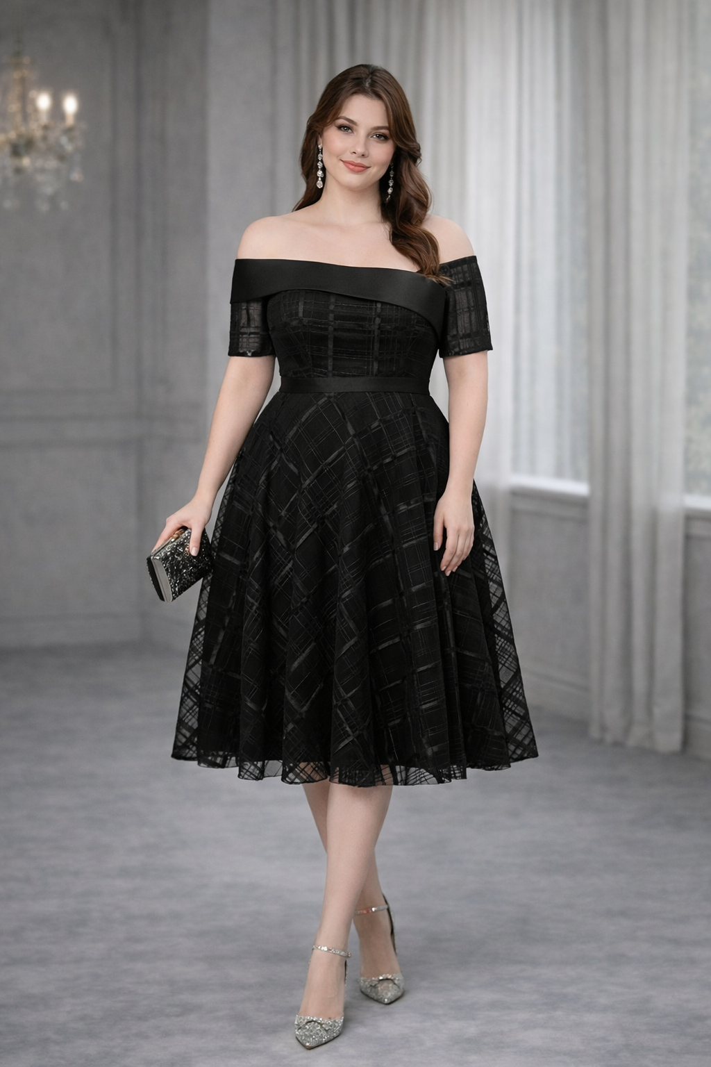 Rosalie Plus Size Off Shoulder Tulle Dress– Hello Curve