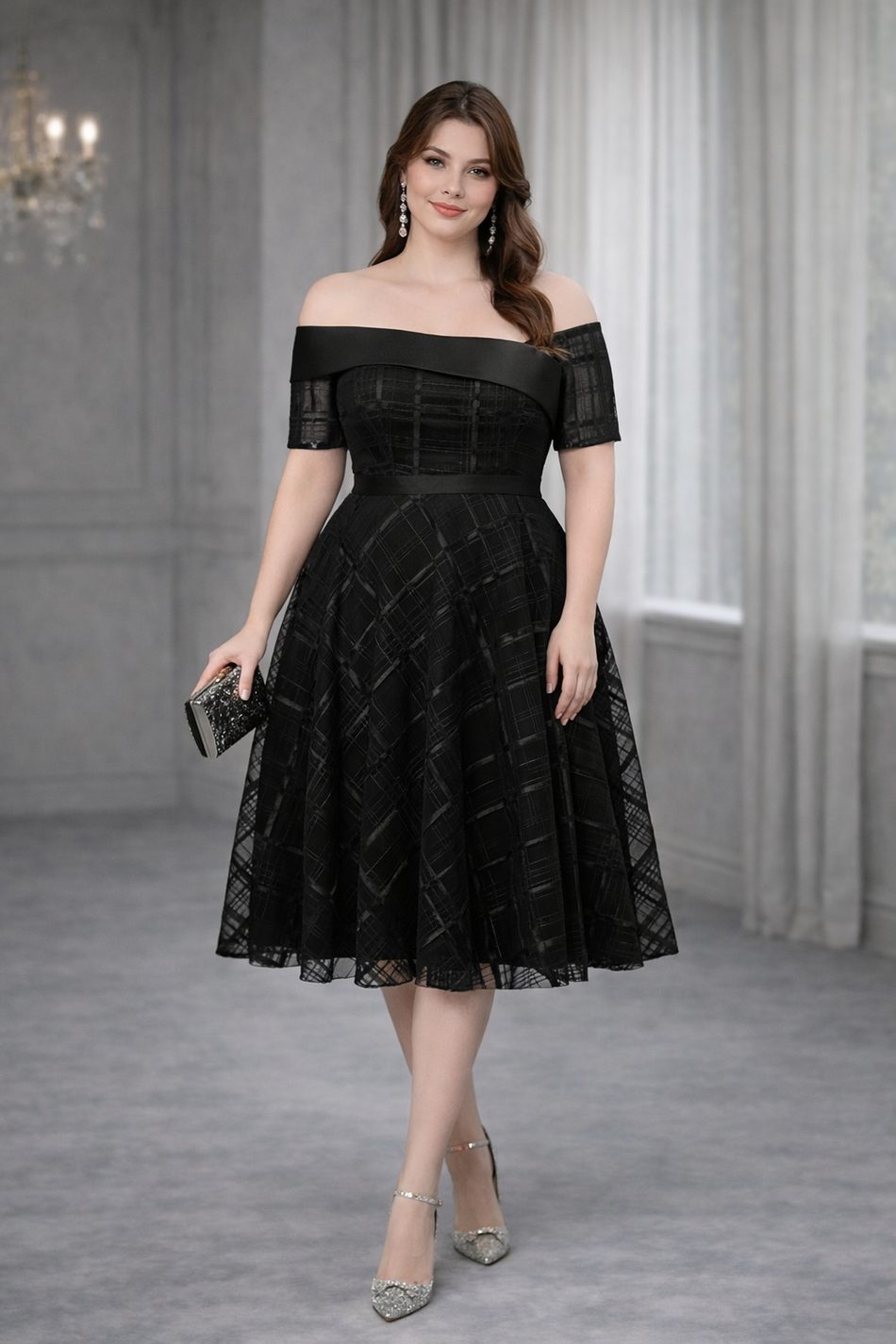 plus size black tulle dress Rosalie Plus Size Off Shoulder Tulle Dress– Hello Curve