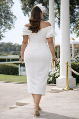 Seraphina Plus Size Off-Shoulder Wrap Midi Dress