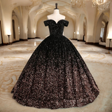 Plus Size Ombre Gown - Black to Gold Ombre
