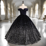 Plus Size Ombre Gown - Navy Blue to Silver Ombre