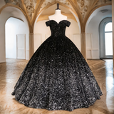 Plus Size Ombre Gown - Black to Silver Ombre