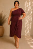 Valent Plus Size One Shoulder Cocktail Midi Dress